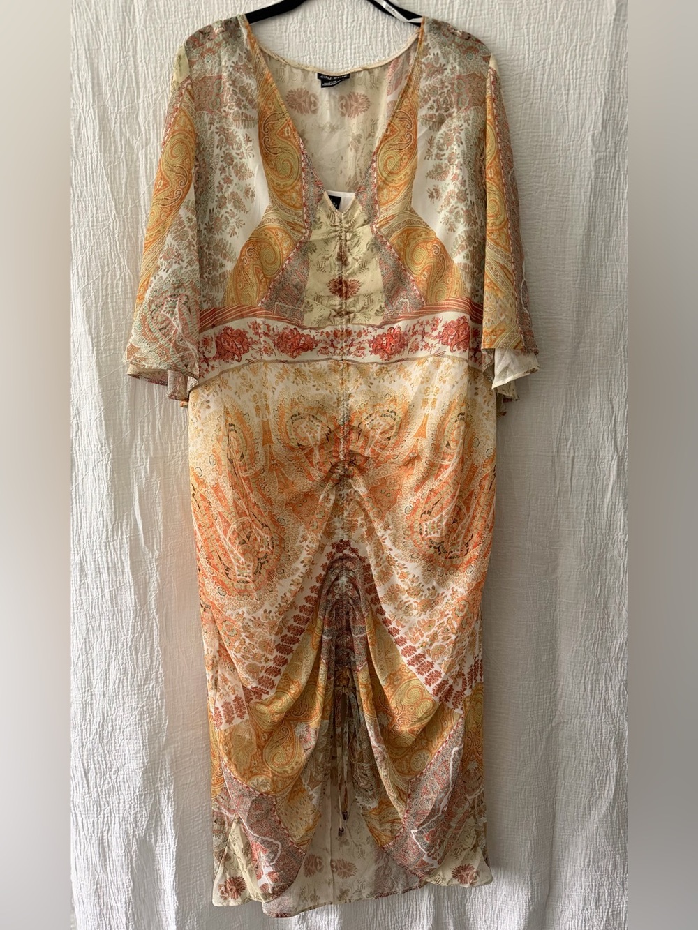 City Chic Cream & Orange Paisley V-Neck Maxi Dress